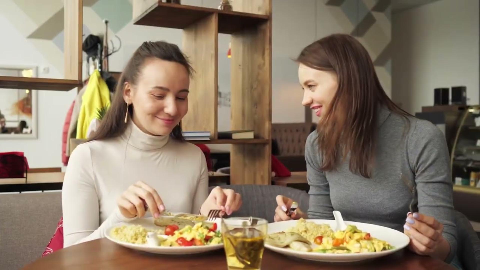 Two people sharing a healthy meal together