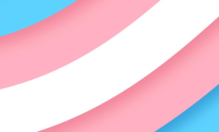An illustration of abstract stripes in the colours of the transgender flag