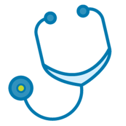 icon graphic of a blue stethoscope