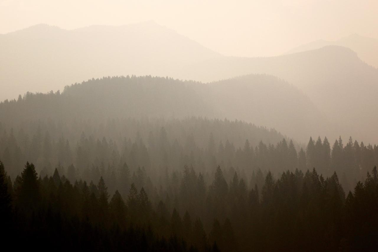 A smokey landscape during the 2017 British Columbia wildfires.