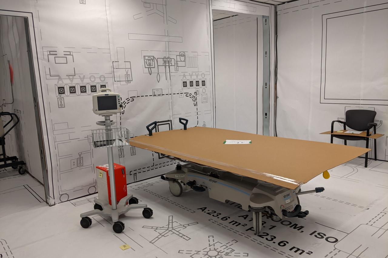 Cardboard mockups to plan for medical and surgical spaces for the planned Paul Myers Tower on the LGH campus