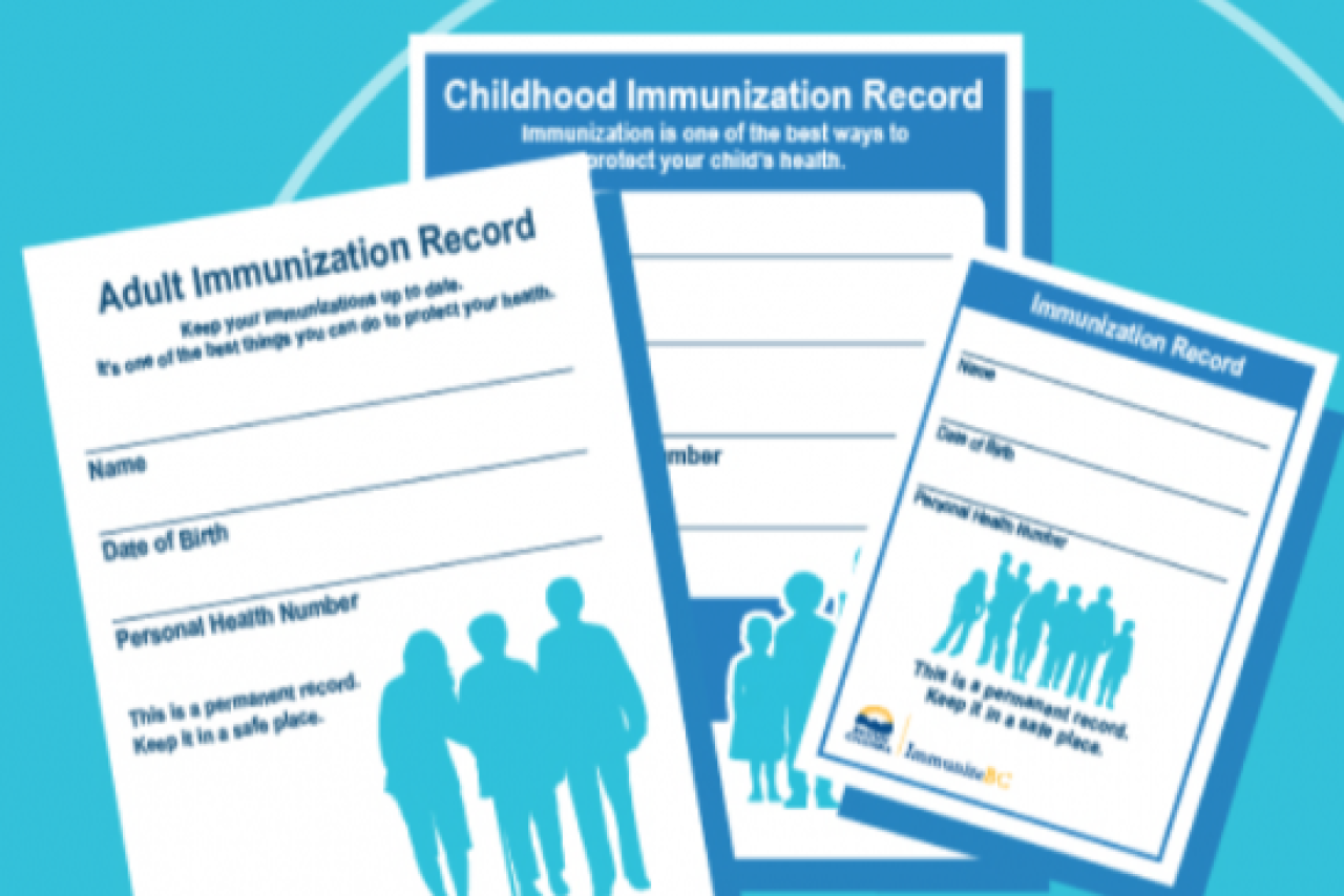 Image of an Adult Immunization Record and Child Immunization Record from ImmunizeBC.