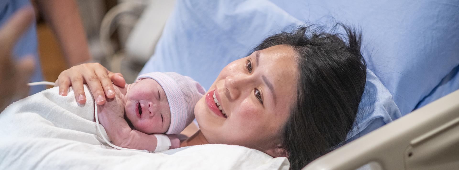 Mother Having Skin-To-Skin Time in the Delivery Room