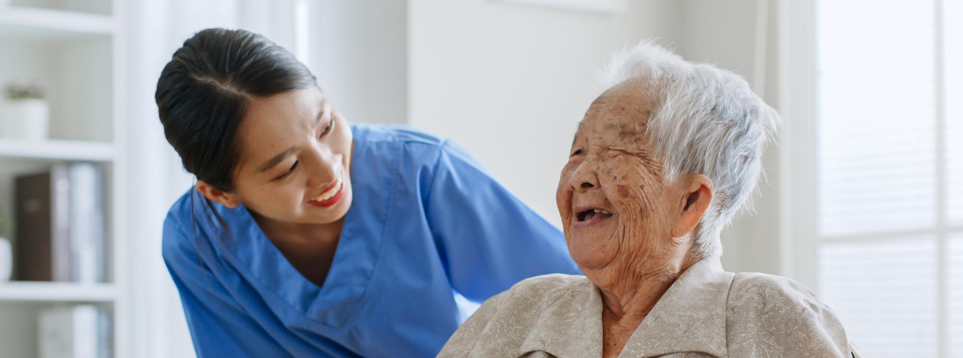 Nurse accompanying a senior person