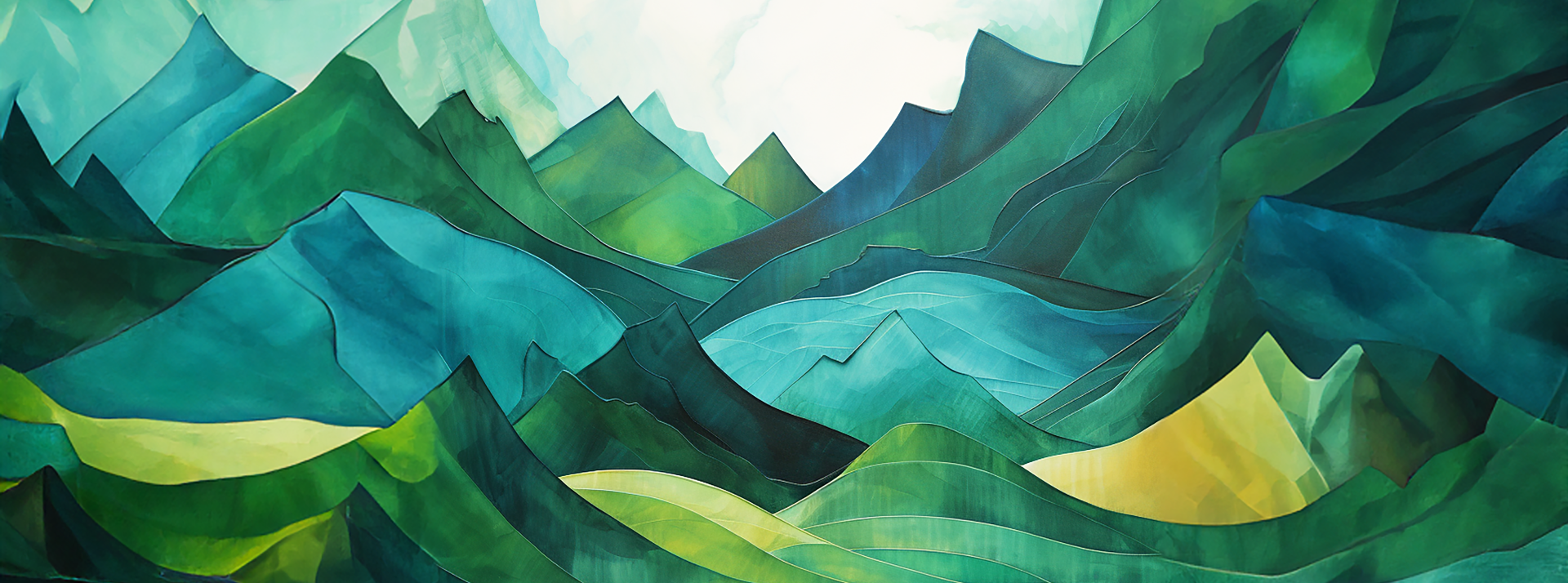 Abstract painting of a mountain landscape