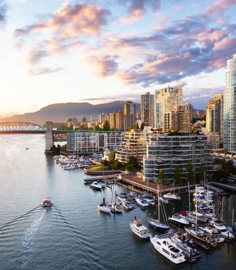 Drone photo of False Creek in Vancouver