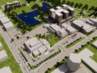 Campus birds eye view - Richmond Hospital Rendering 2023