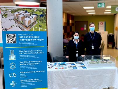 Team members at a pop-up information booth at Richmond Hospital