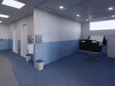 Patient care space in the interim Psychiatric Assessment Unit at Richmond Hospital