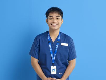 Photo of Arvee, Registered Nurse at VCH against a blue background
