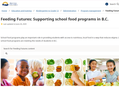 Image of Feeding Futures website homepage.
